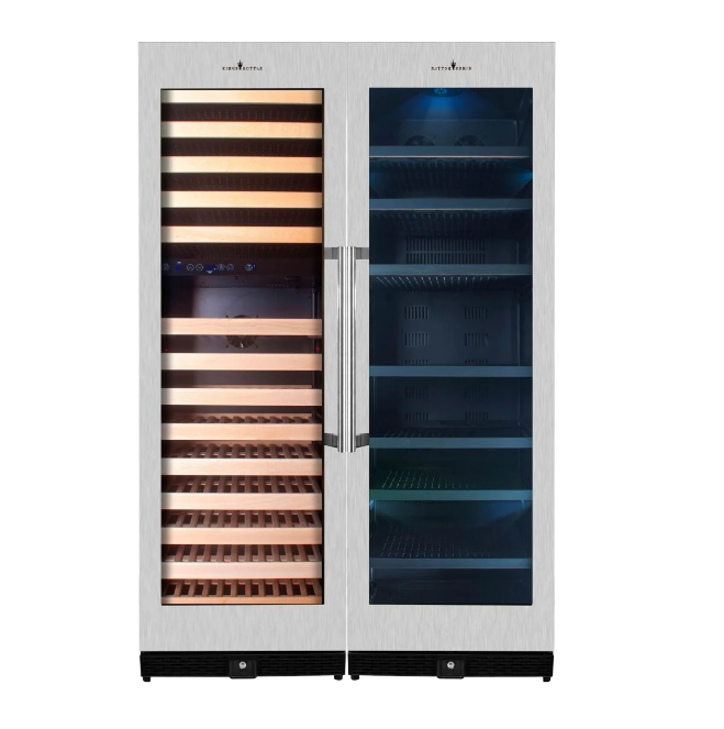 Kings Bottle - 72 Tall Beer And Wine Refrigerator Combo With Glass Door  with Stainless Steel Trim - LIENDE