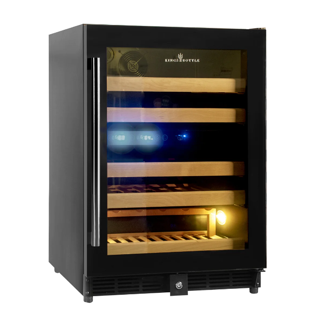 KingsBottle Large Beverage Refrigerator with Low-E Glass Door, Glass Door with Stainless Steel Trim / Left Hand Hinge